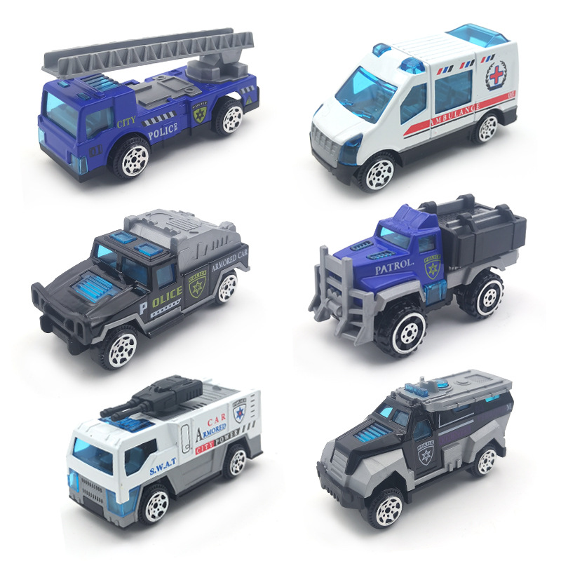 Alloy car model toy car simulation police car for children and boys metal 1:64 car cake ornaments