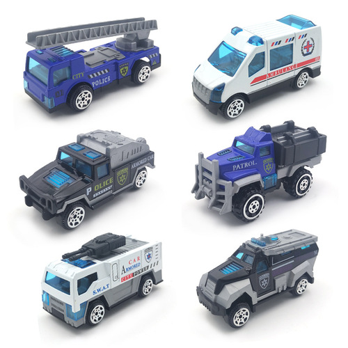Alloy car model toy car simulation police car for children and boys metal 1:64 car cake ornaments