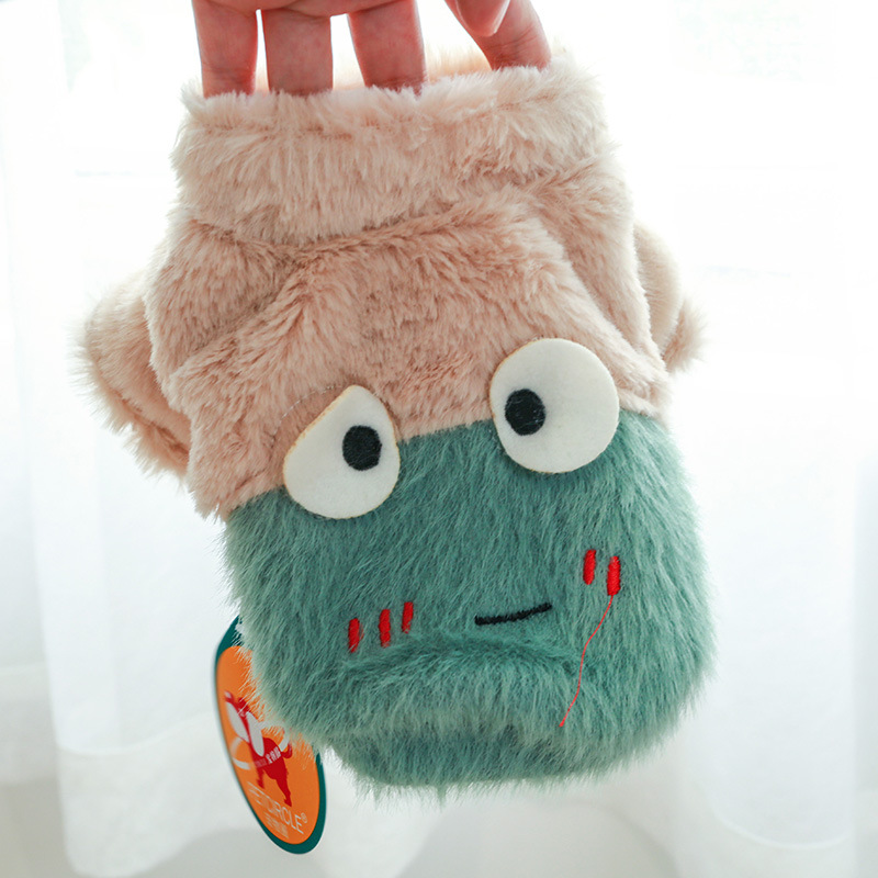 毛羽の丸首シャツ-目の合ったカエル