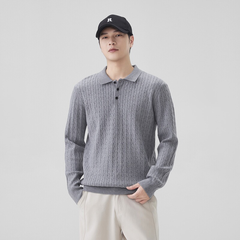 Men's wool knit sweater from the boutique, 2026 autumn/winter new collection, fashionable loose-fit design with a stand-up collar, suitable for middle-aged and older men Men's wool knit sweater from the boutique, 2026 autumn/winter new collection, fashionable loose-fit design with a stand-up collar, suitable for middle-aged and older men