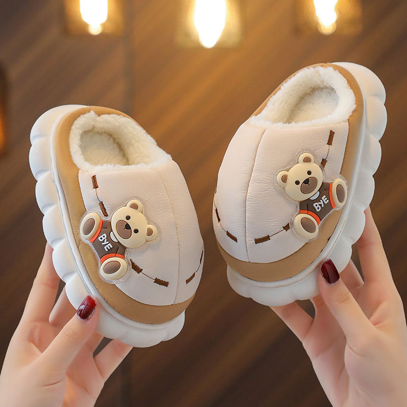 Protezione invernale per bambini, pantofole di peluche ispessite per bambini, pantofole di cotone impermeabili e carine per ragazzi e_voghion.com