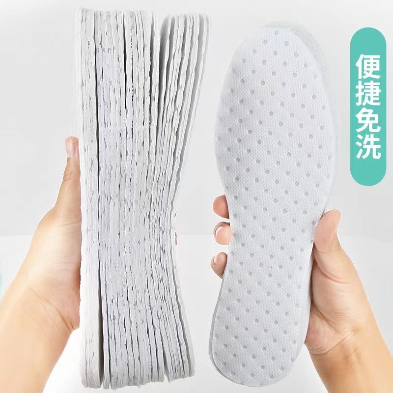 Generación de plantilla desechable pulpa de madera desodorante absorbente de sudor entrenamiento militar desechable inferior suave sanitario sudor pies plantilla desechable