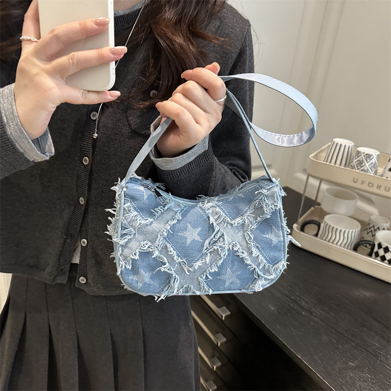 2025 Gradient Star Jeans Design Chain Shoulder Bag Bags Jeans al por mayor desde 1 pieza