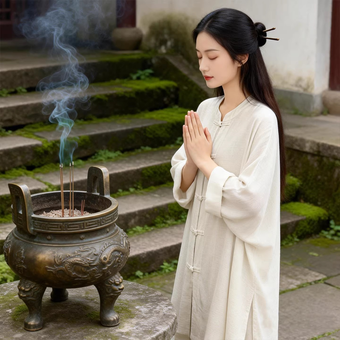 佛系禅意女装新中式国风棉麻套装复古盘扣开衫修行居士太极禅服女