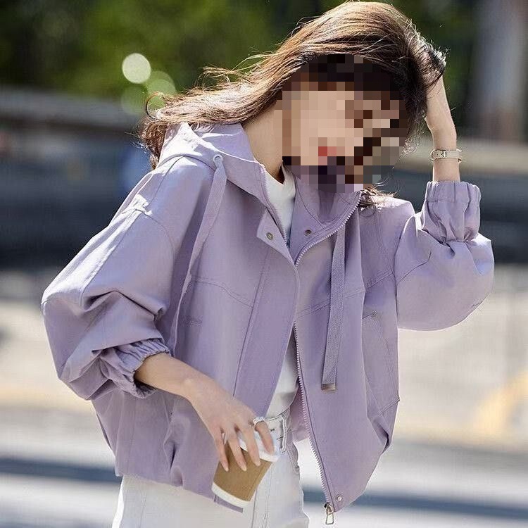 通勤短款连帽外套女2025年新款春秋款小个子宽松休闲夹克上衣|undefined