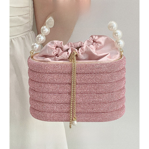 Bag Lady  New Product Water Diamond Bag Pearl Bag Chain Sweet Birdcage Hand-held Single Shoulder Crossbody Evening Bag