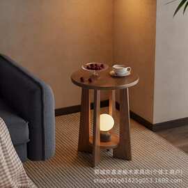 老榆木小茶几客厅装饰小圆桌实木沙发边几矮桌待客办公咖啡桌茶台