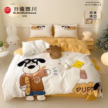 卡通风男孩全棉水洗棉四件套纯棉儿童被套床单学生床上用品三件套