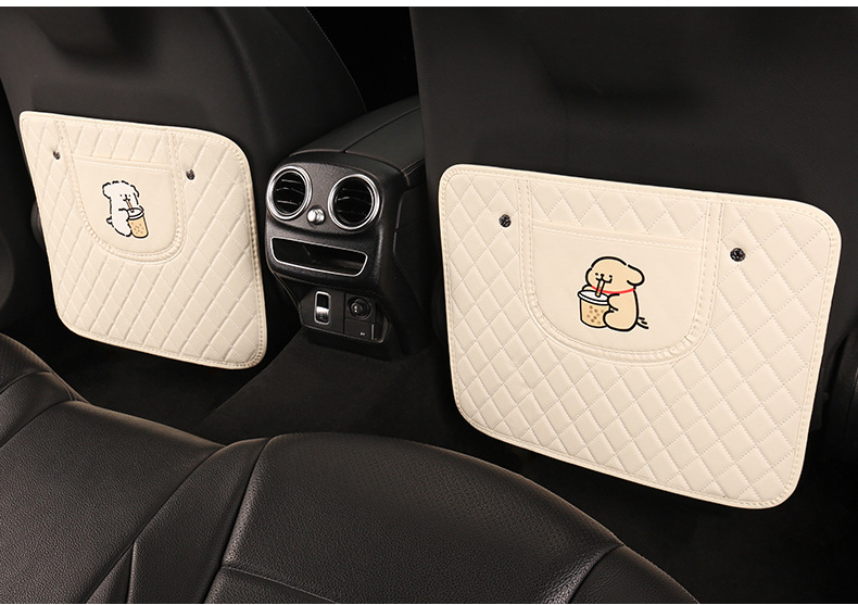 Simple cartoon car seat back anti-kick cushion car seat back anti-pollution cushion belt storage belt back pocket suspension type