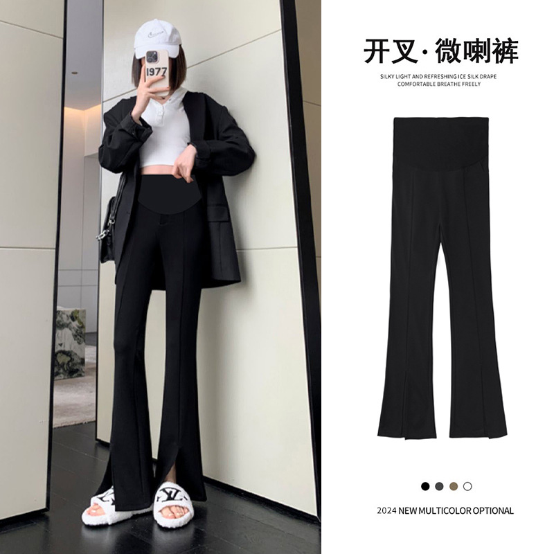 Pregnant Women Autumn and Winter New Pocket High Stretch Split Pants Women's Pants Casual Pants Slim-fit Slim Fit Flare Pants