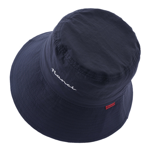 Summer Unisex Bucket Hat, Japanese Style Quick-Dry Workwear Waterproof Alphabet Embroidered Fisherman Hat, Outdoor Drawstring Sun Hat
