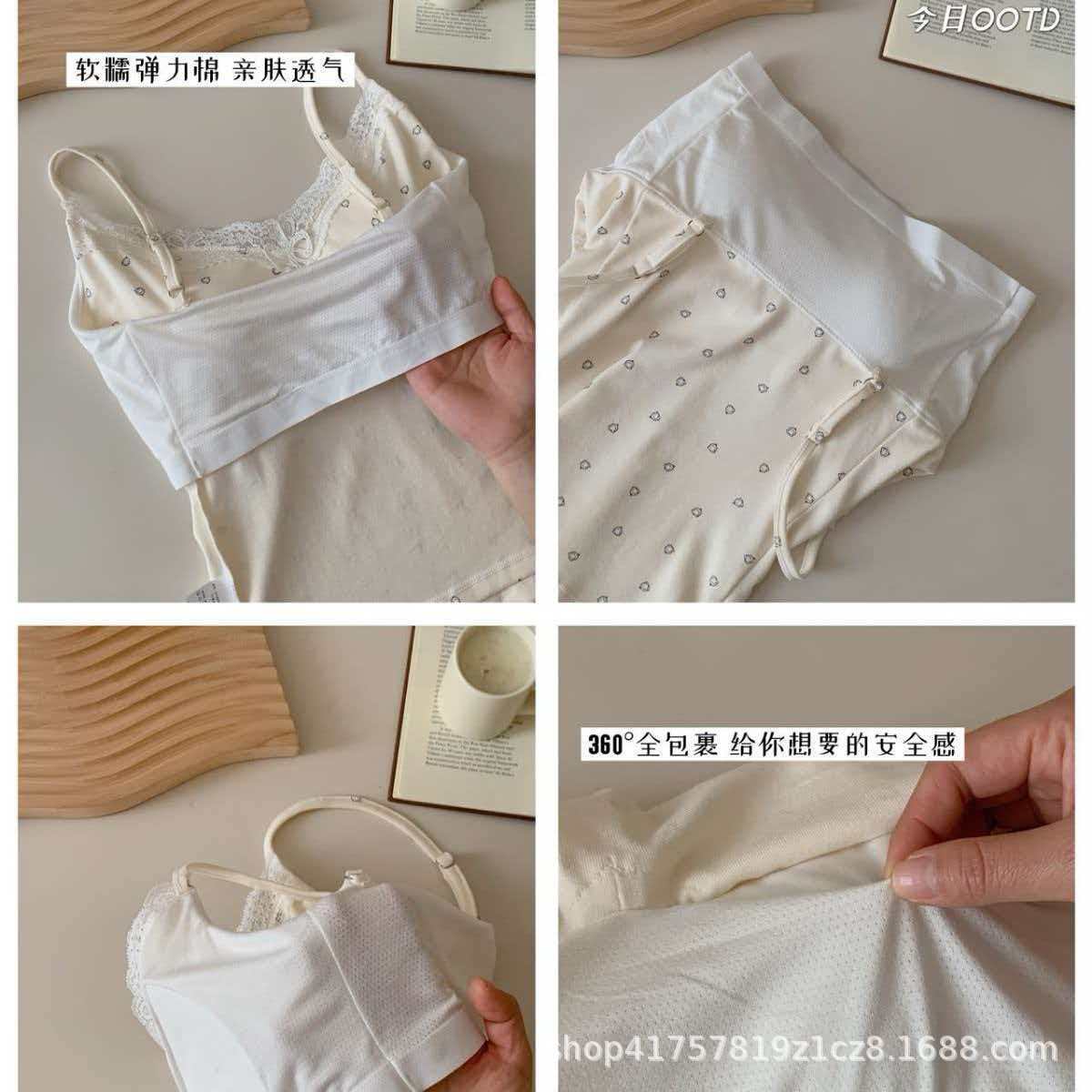 Summer Pure Desire Sweet Girl Lace Bow Floral Camisole with Chest Pads, Skin-Friendly Slim Fit Inner Wear and Outer Wear Beauty Back Tank Top