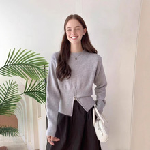 2025秋季短款拉链毛衣洋气高级感小众设计圆领套头上衣大码女装