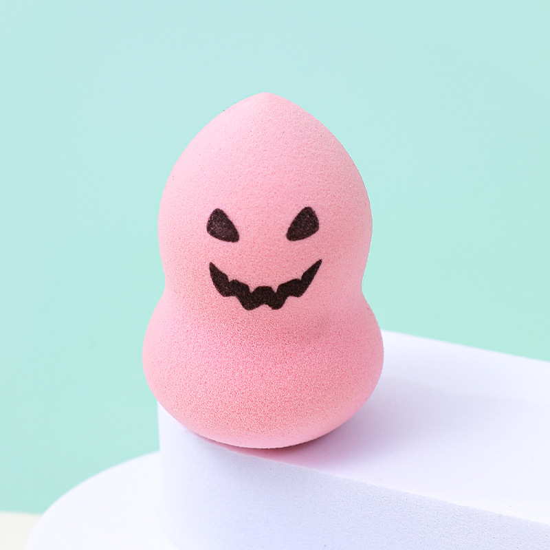 Fábrica personalizada transfronteriza de Halloween huevo de maquillaje polvo de fábrica personalizada gota de agua cortada oblicuamente huevo de esponja de maquillaje sin látex