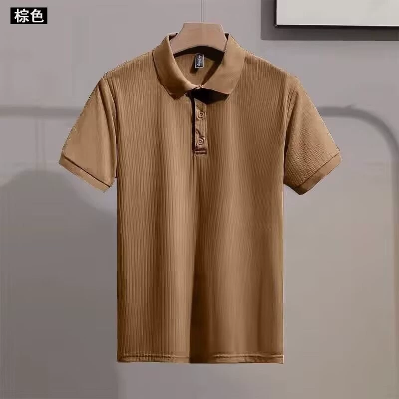 Модный летний шелковый японский брендовый поло для отдыха с коротким рукавом