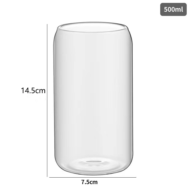 Amazon Cross-border 16oz taza de coco cubierta de bambú taza de pajita de vidrio de borosilicato de alto valor logotipo de impresión de taza de agua transparente de alto valor