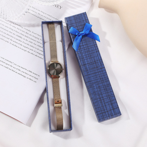 Rectangular wooden hairpin box with bow ribbon watch box gift box jewelry box necklace bracelet jewelry box wholesale