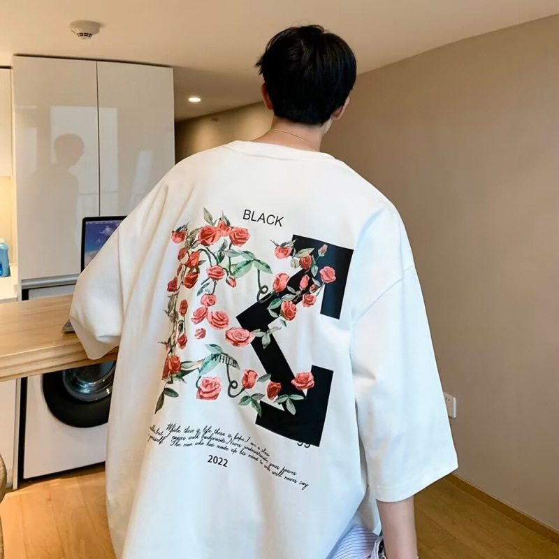 미국 스트리트 패션 브랜드 여름 남성 반 소매 최고 패션 브랜드 힙합 의류 Ins 느슨한 짧은 소매 티셔츠