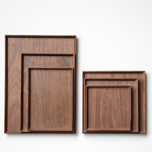 Black walnut solid wood tray Japanese tableware household fruit tray wooden tray tea tray serving tray