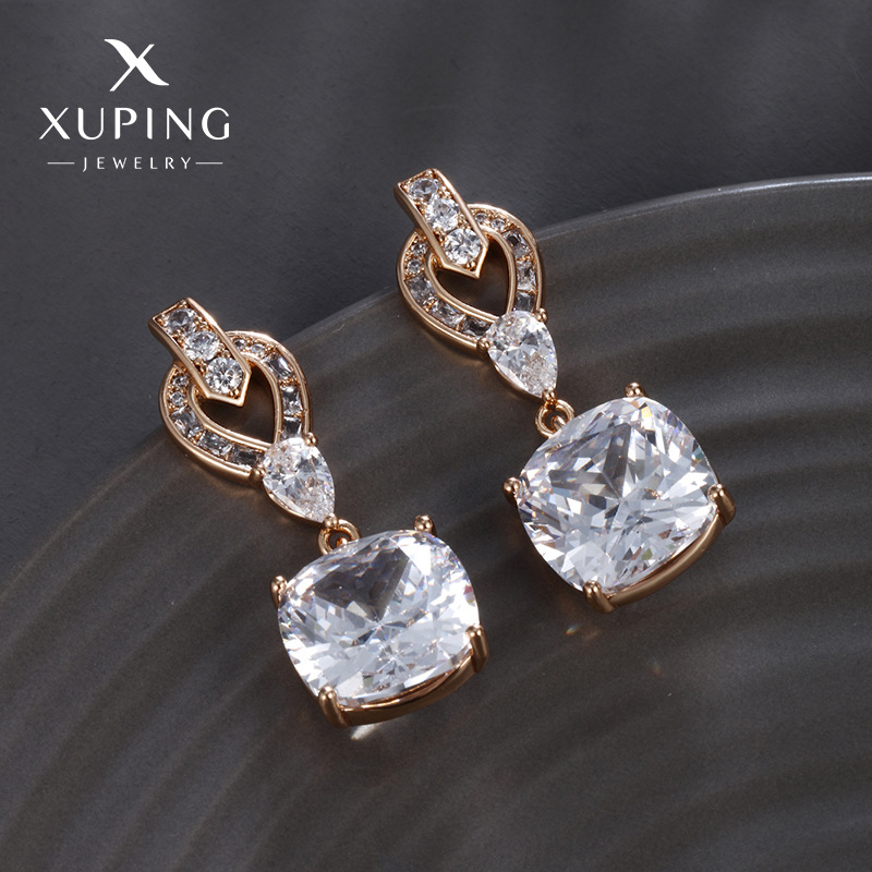 Xuping temperamento europeo y americano de color gemas gemas incrustadas pendientes ligero lujo sensación de otoño invierno pendientes de moda para mujeres