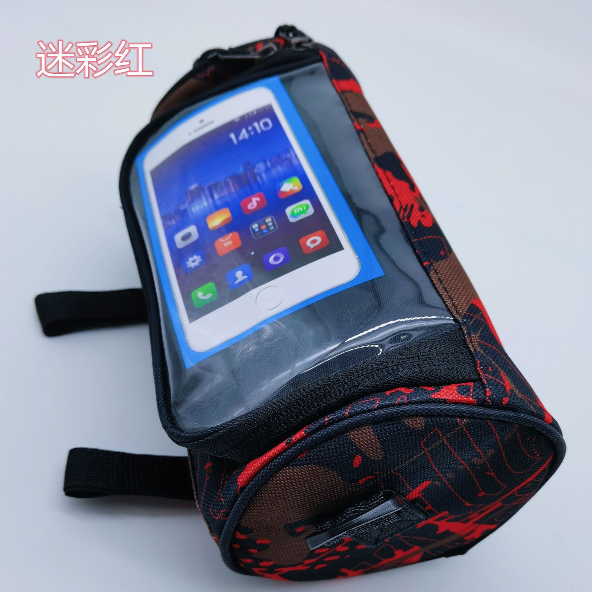 Bicicleta de montaña bolsa de manillar de la bicicleta bolsa de cabeza de dragón bolsa en forma de tubo pantalla táctil bolsa de teléfono móvil equipo de equitación de gran capacidad bolsa de haz frontal