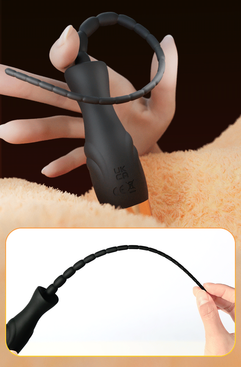 USB Rechargeable Vibrating Urethral Dilator with Silicone Beads and Button Control — detail image 17
