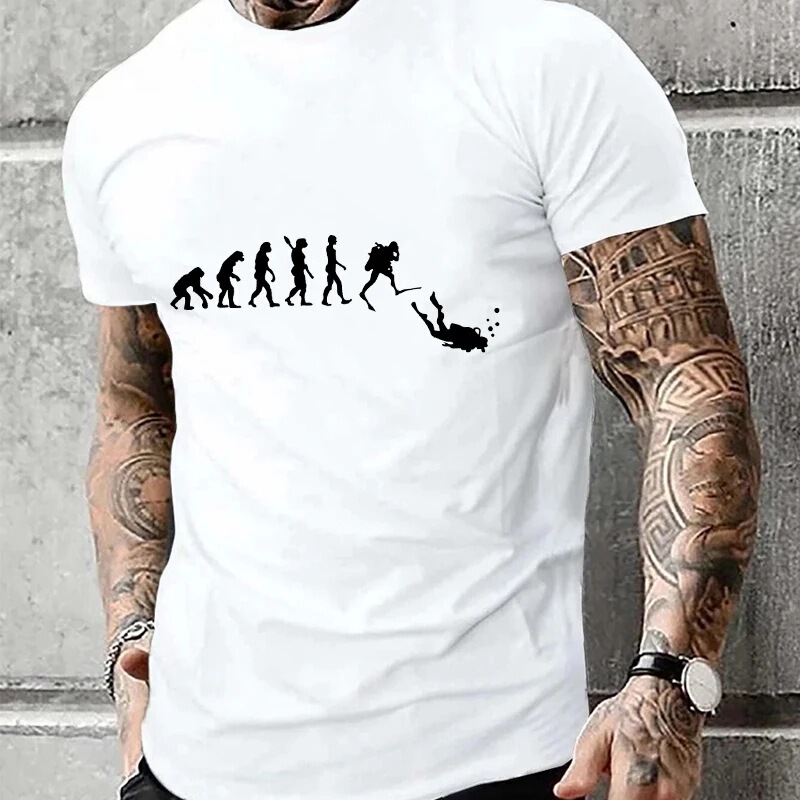 Diver 200 Bar Funny T-Shirt Men's Summer Harajuku Short Sleeve Streetwear Shirt Clothing Scuba Diving