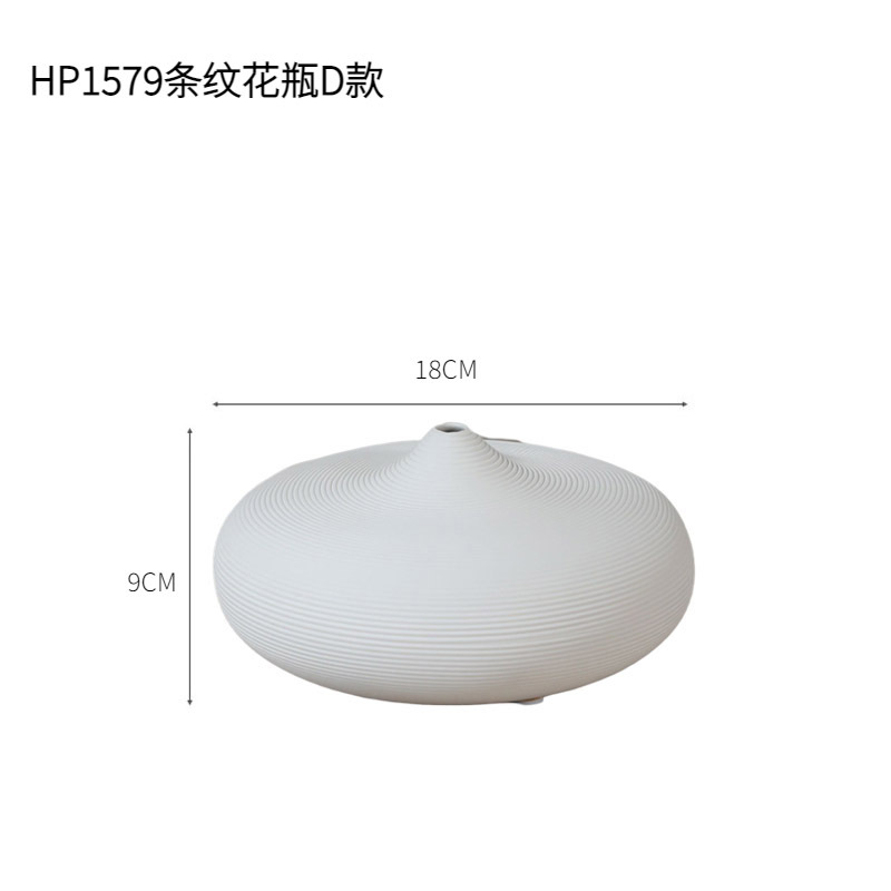 Nórdico creativo boca pequeña cerámica flor seca florero simple sala de estar arreglo de flores secas casa adornos de decoración blanca