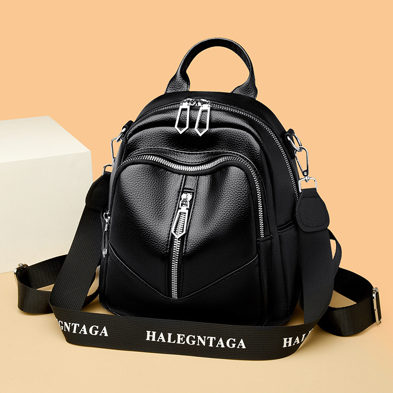 2026 Women's New Style Genuine Leather Simple Casual Backpack Single Shoulder Compact Commuter School Bag Travel Bag