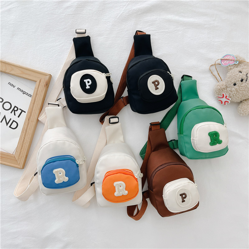 Bolso de los niños de estilo coreano moda Niño carta crossbody pequeño bolso de pecho chica contraste color moneda monedero bebé excursión accesorios bolsa