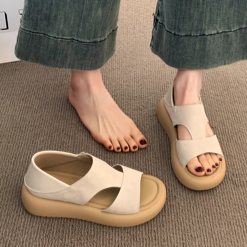 Thick-Soled Roman Sandals for Women 2025 New Summer Outer Wear with Skirt Soft-Soled Slippers for Pregnant Women to Wear Two Ways