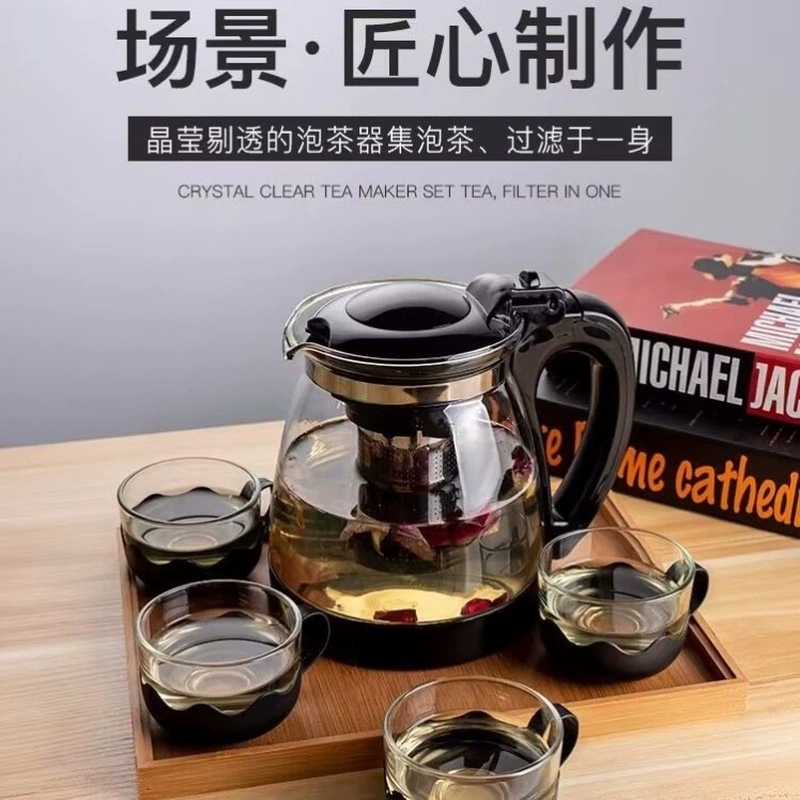 Capacious teapot, filter, glass tea set