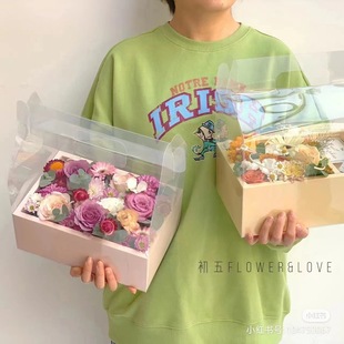 Special Offer Mid-Autumn Festival Flower Gift Transparent Pvc Foldable Tote Box Flower Gift Basket Flower Cake Box Ins Popular