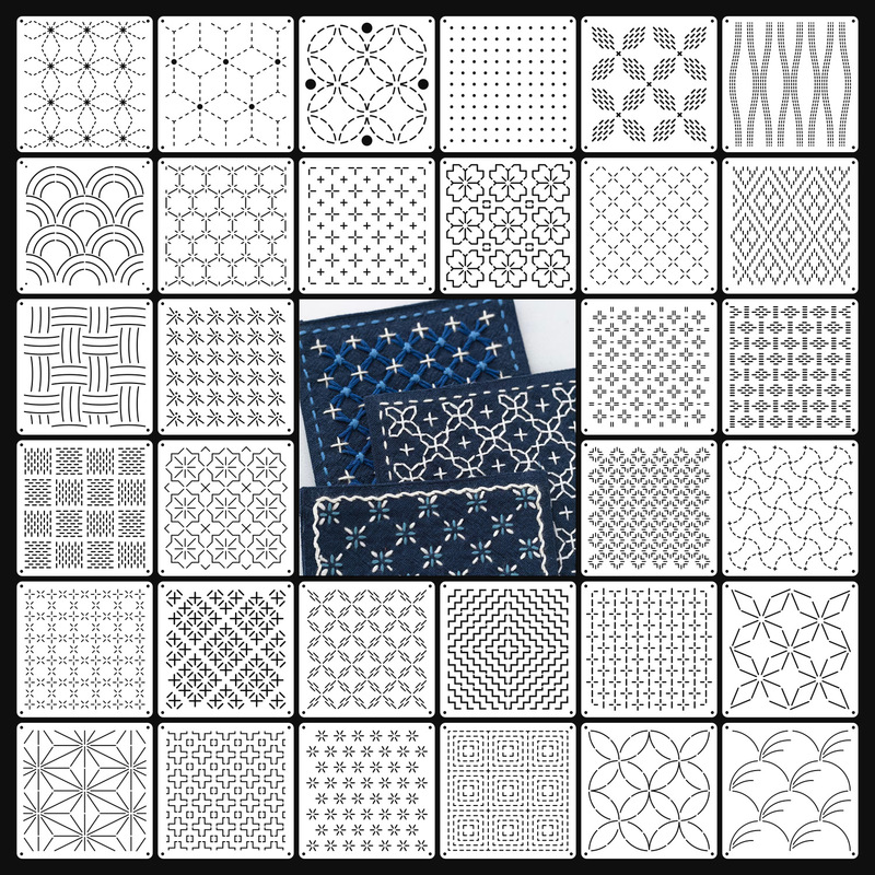 Cross-Border Amazon Sashiko Embroidery Templates, Reusable Geometric Embroidery Pattern Templates for Handmade Quilting and Embroidery Cross-Border Amazon Sashiko Embroidery Templates, Reusable Geometric Embroidery Pattern Templates for Handmade Quilting and Embroidery
