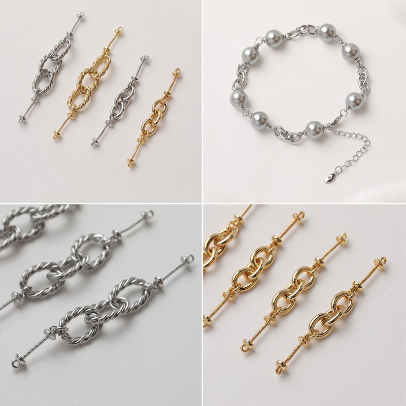 14K Electroplated Real Gold Color-Preserving Bracelet Sticky Pearl Link Buckle DIY Handmade Beaded Necklace Bracelet Material Accessories