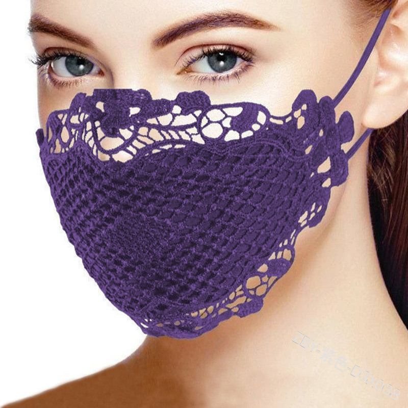 Maschera facciale in pizzo anti-appannamento, anti-polvere, anti-sole, idrosolubile, a strati, con pendente all'orecchio_voghion.com
