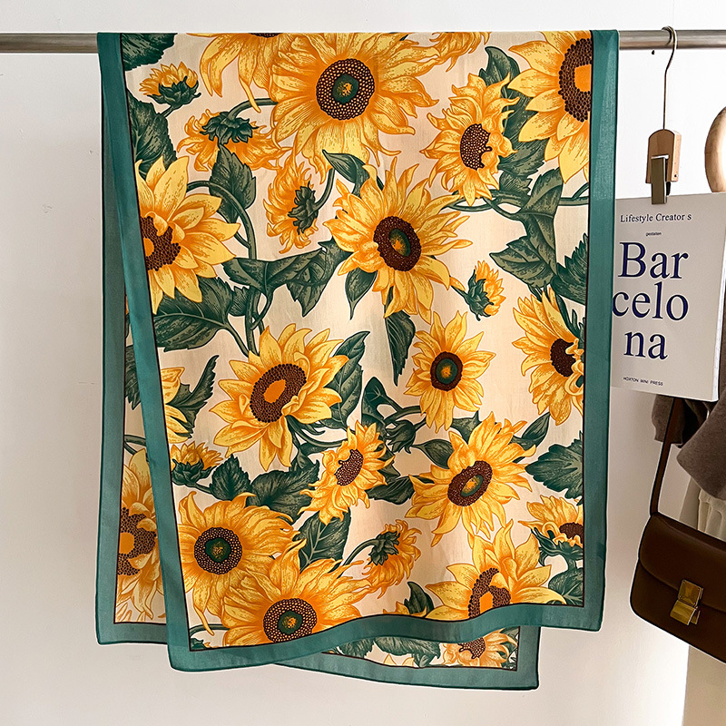170g Weight Scarf Classification Daily Occasion Imitation Wool Material Flower Pattern Spring, Autumn Season Women's Gender Printing Design Simple Style Style Women's Simple Style Flower Imitation Wool Printing Scarf 4