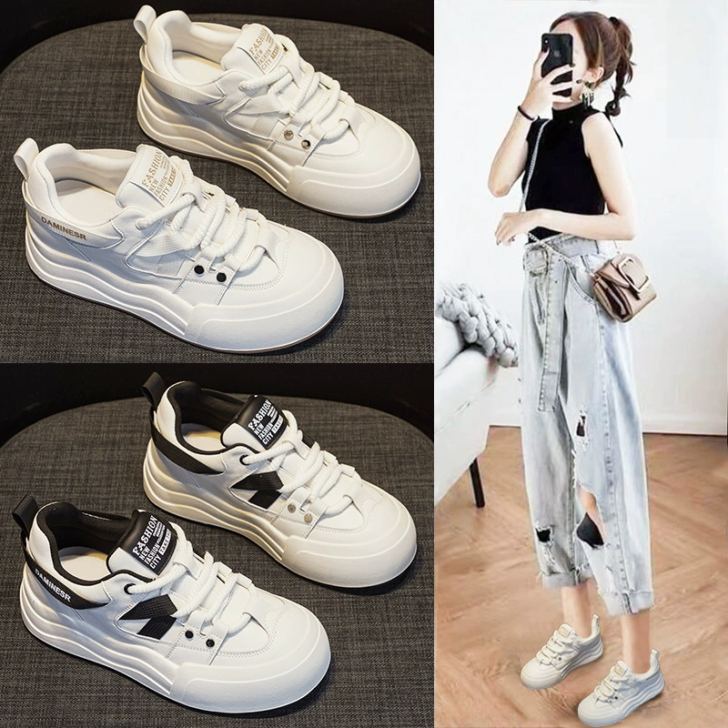 Женские белые туфли знаменитостей из натуральной кожи, трибутомия 202, новые весенние супер популярные туфли на платформе на толстой подошве, универсальные повседневные и универсальные кроссовки