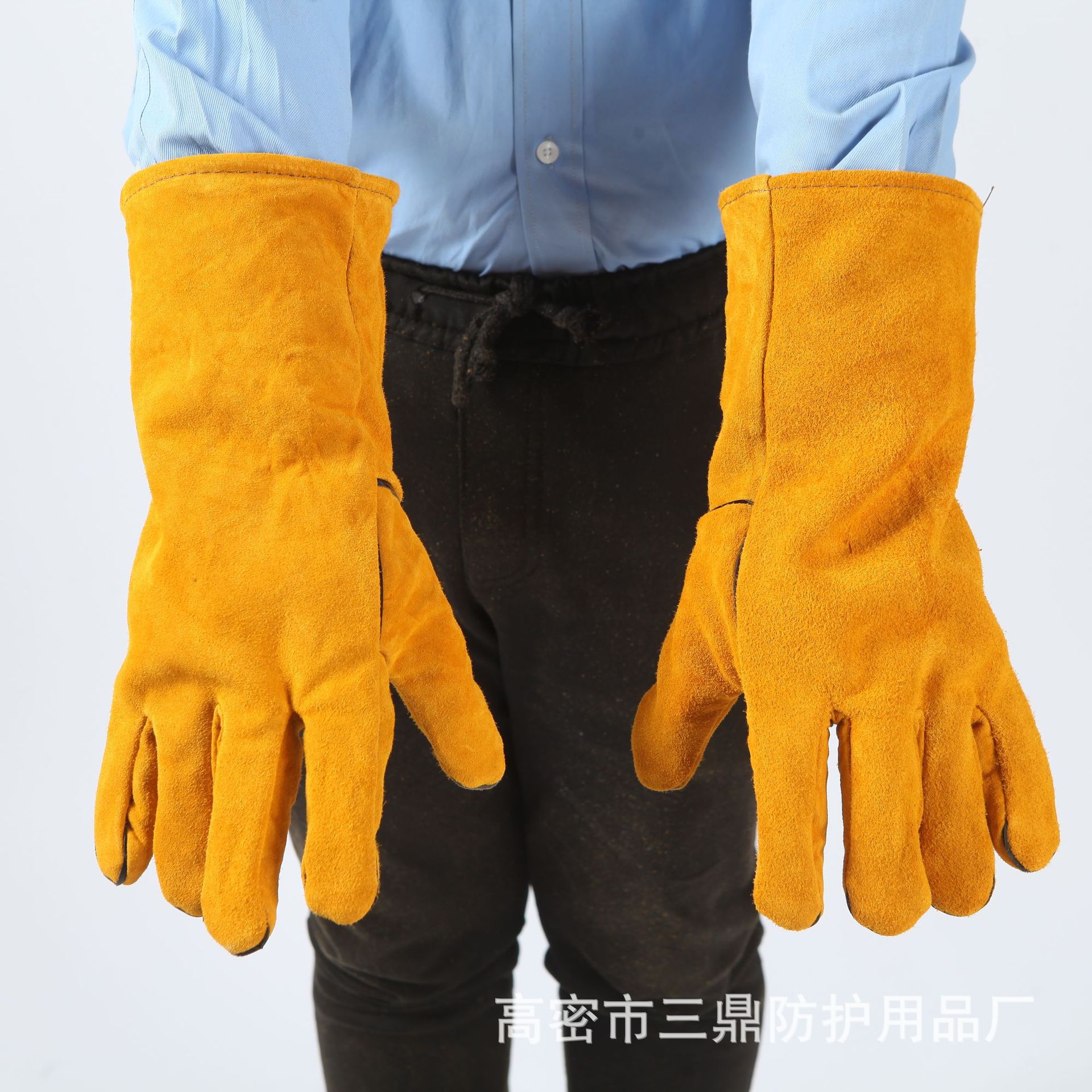 电焊手套加长耐磨双层加里皮手套 焊工阻燃防火花隔热电焊手套