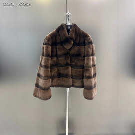 2025秋冬新款 优雅时尚 轻盈保暖 经典深咖色濑兔毛皮草外套