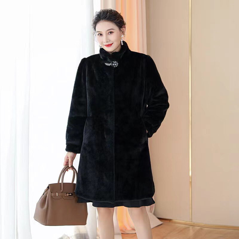 Winter high-end fashion women's mink fur coat mid-length exquisite mink thick warm trench coat Winter high-end fashion women's mink fur coat mid-length exquisite mink thick warm trench coat