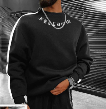 2024 Europa y América Cross-border primavera y otoño impresión digital para hombres tendencia de moda casual suéter de cuello redondo manga larga