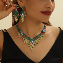 厂家货源直销合金水钻婚礼项链耳环新娘婚礼饰品宴会女士珠宝首饰