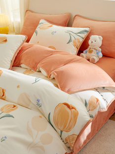 AB-sided pure cotton fleece-lined quilt cover single-piece student dormitory single-sided flannel milk fleece coral fleece quilt cover