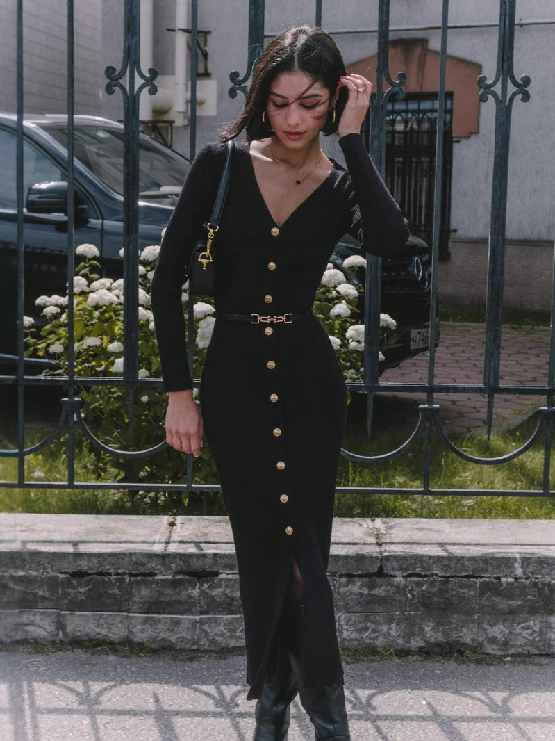 Knitted dress, autumn long-sleeve, sweater, long skirt, (Cross-border trading), Russia, European style