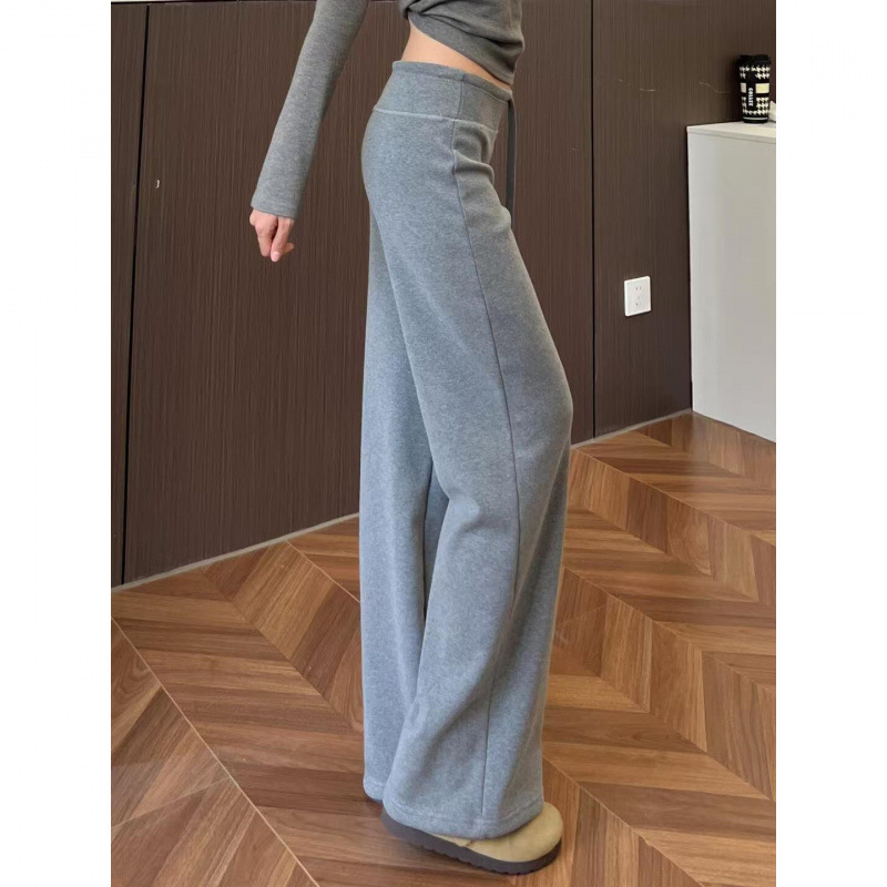 春と秋の新しいスタイルのゆったりとした脚長ストレートワイドレッグパンツ、女性用の怠惰でリラックスしたカジュアルスリムスポーツパンツ|undefined