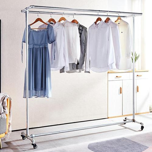 Galvanized steel pipe floor drying rack clothing display rack floor stall clothing store wedding hanger home clothing rack