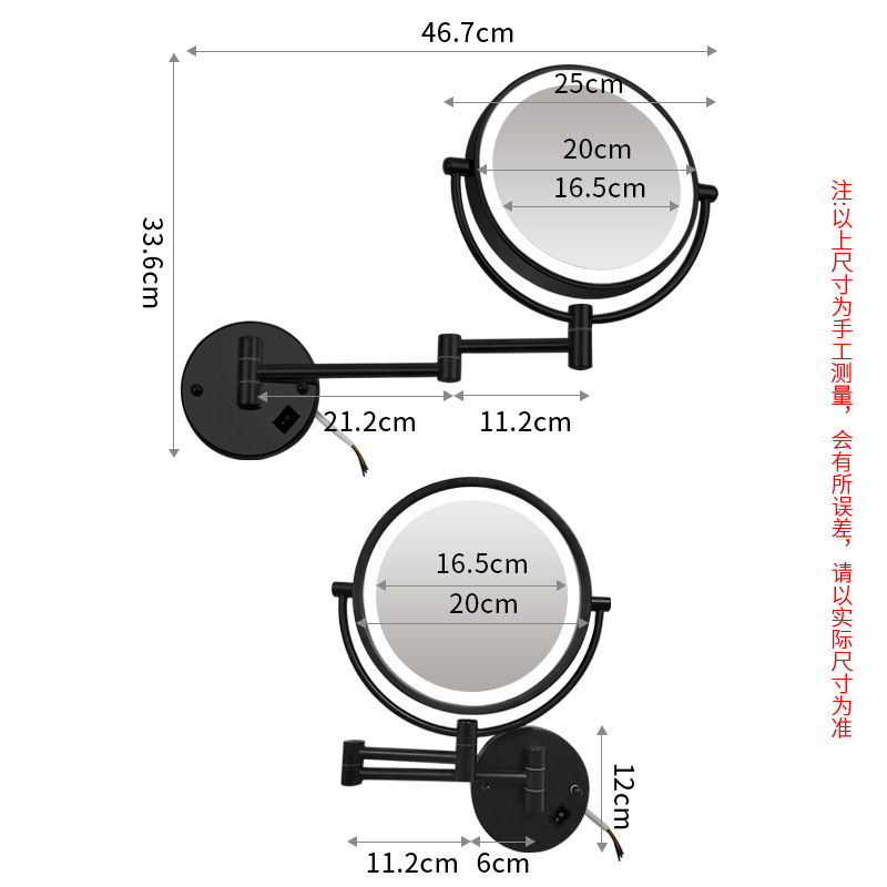 El espejo del cuarto de baño del hotel llevó el espejo plegable retractable con la luz