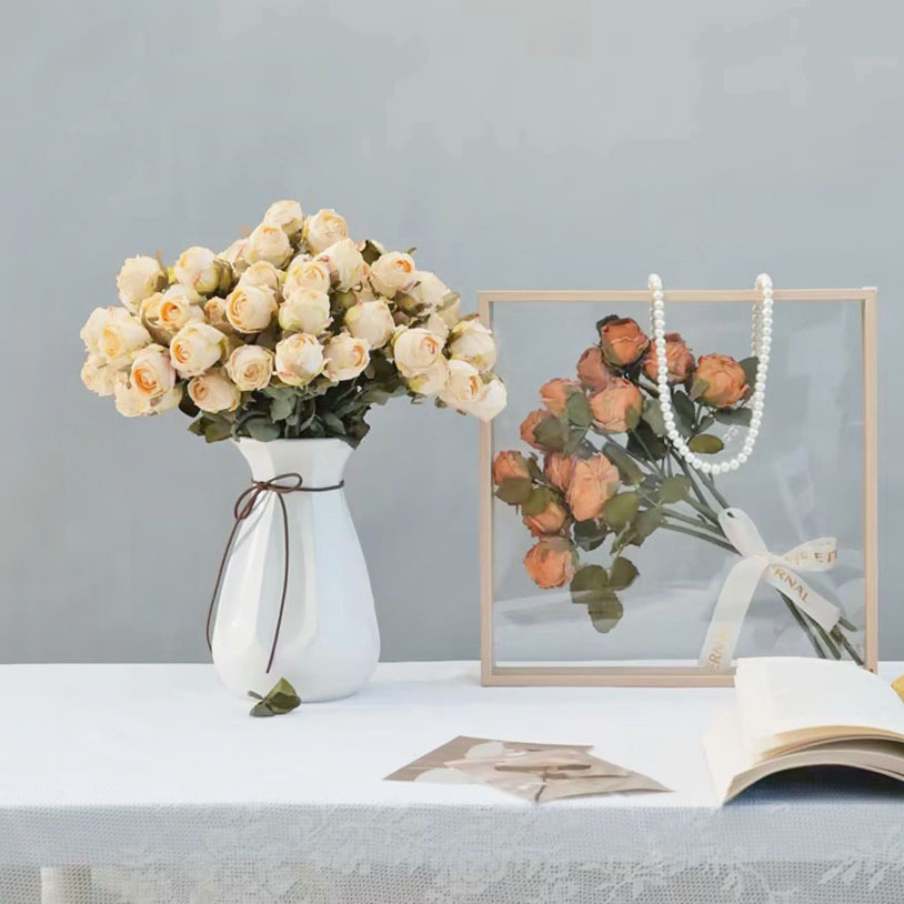 Artificial Flower Retro Single 5-Head Small Rose Table Flower Home Decoration Hotel Soft Decoration Cross-Border Hot-Selling Artificial Flower