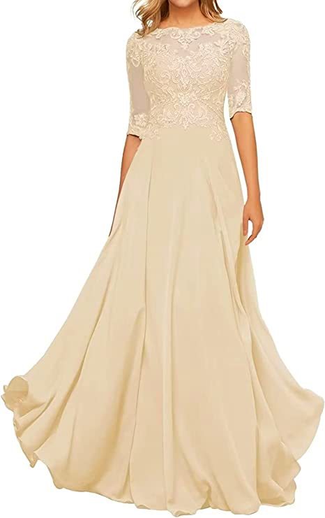 Nuevo Comercio exterior Amazon popular vestido de noche de encaje cuello redondo elegante adelgazamiento gasa largo piso-longitud vestido de banquete